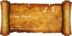 Lőwy Vera névjegykártya